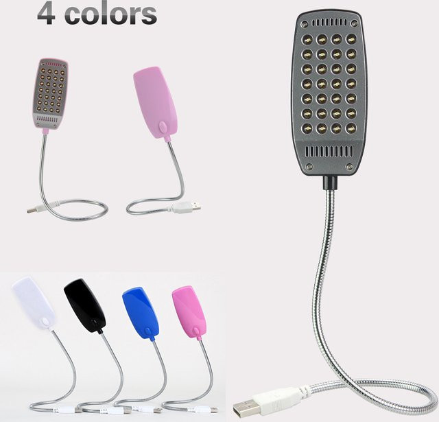 MeeToo USB LED Leselampe mit 28 LEDs und 4 Farben für Laptop, Notebook und PC - Bild 1