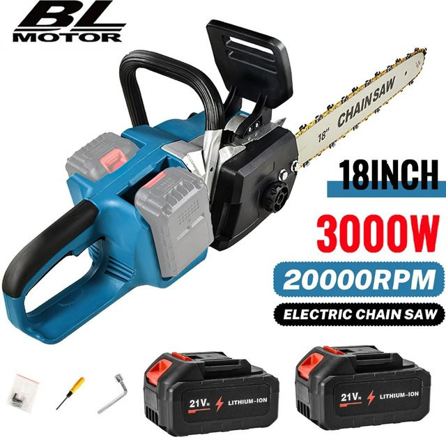 Bürstenlose 18-Zoll-Elektrokettensäge von Makita für LXT Akkus, Blau, 3000W kabelloses Gartenwerkzeug - Bild 1