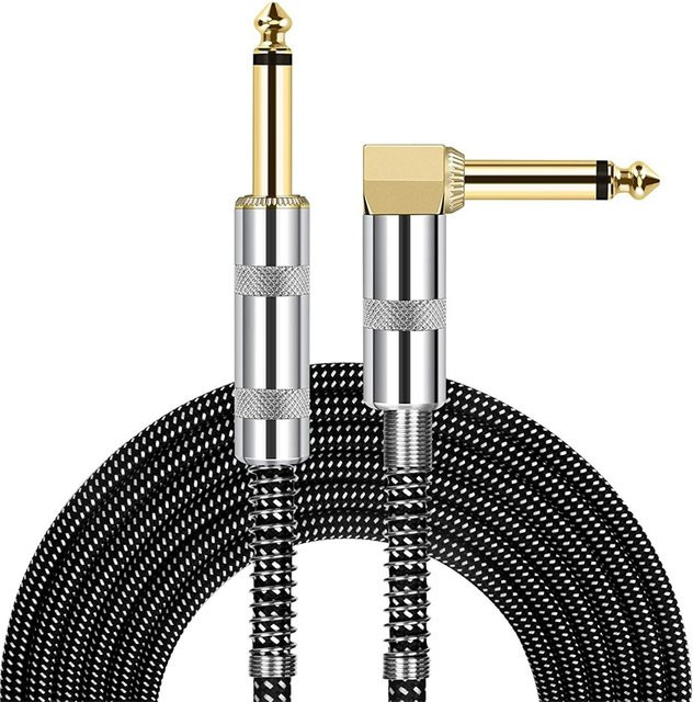Geflochtenes Gitarrenkabel mit 3,5 mm Klinkenstecker in Schwarz oder Weiß für elektrische Instrumente - Bild 1
