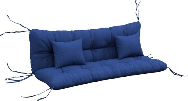 Outsunny 4er-Set Sitzkissen Marineblau, wasserabweisende Polsterauflage mit Bindebändern und gestepptem Design, B/T: 150 x 50 cm, Höhe: 10 cm - Bild 1