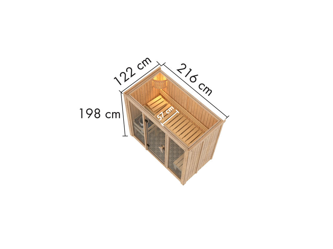 KARIBU Shorty Bio-Ofen mit externer Steuerung 3,6 kW B/H/T: 198 x 122 x 155 cm - Bild 2