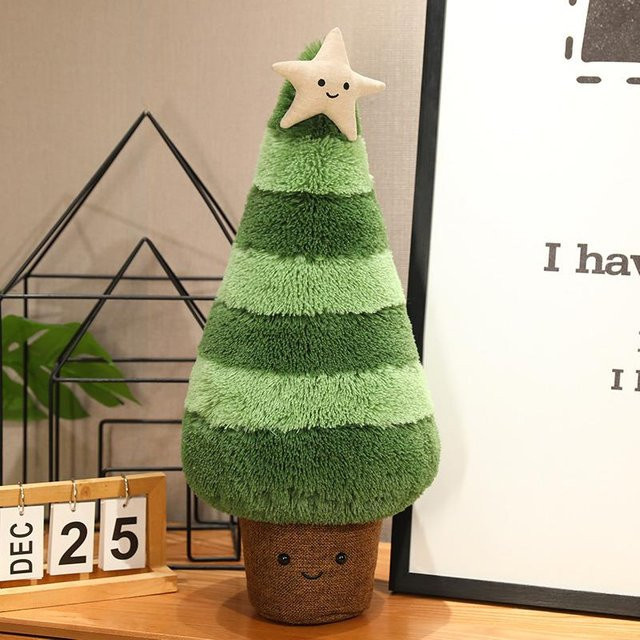 Weihnachtsbaum Plüschkissen in Grün als dekorative Cartoon-Pflanzen-Puppe für deine Weihnachtsdekoration, Höhe: 60 cm - Bild 1