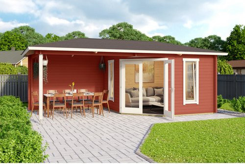 Mr. GARDENER Gartenhaus Karlskrona aus Holz in Rot, B/H/T: 632,4 x 285 x 357,4 cm - Bild 1