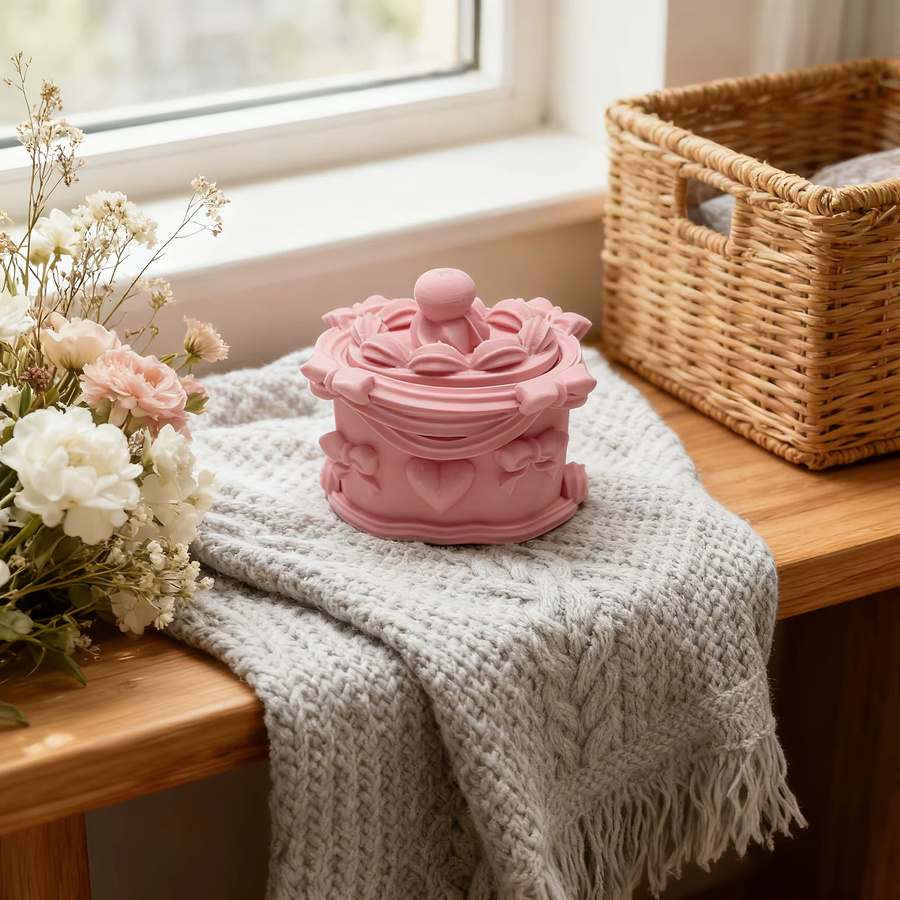 Zarte Kuchen-Schmuckschatulle in Pink für Ohrringe, Ringe und Accessoires als dekorative Tischdekoration - Bild 3