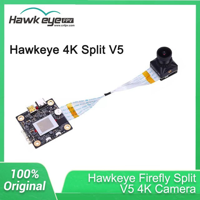 Hawkeye 4K Split V5 Action Kamera mit HDMI 100FPS Ausgang, USB, EIS/Gyroflow und VTX für RC FPV Racing Drohnen, Schwarz - Bild 1