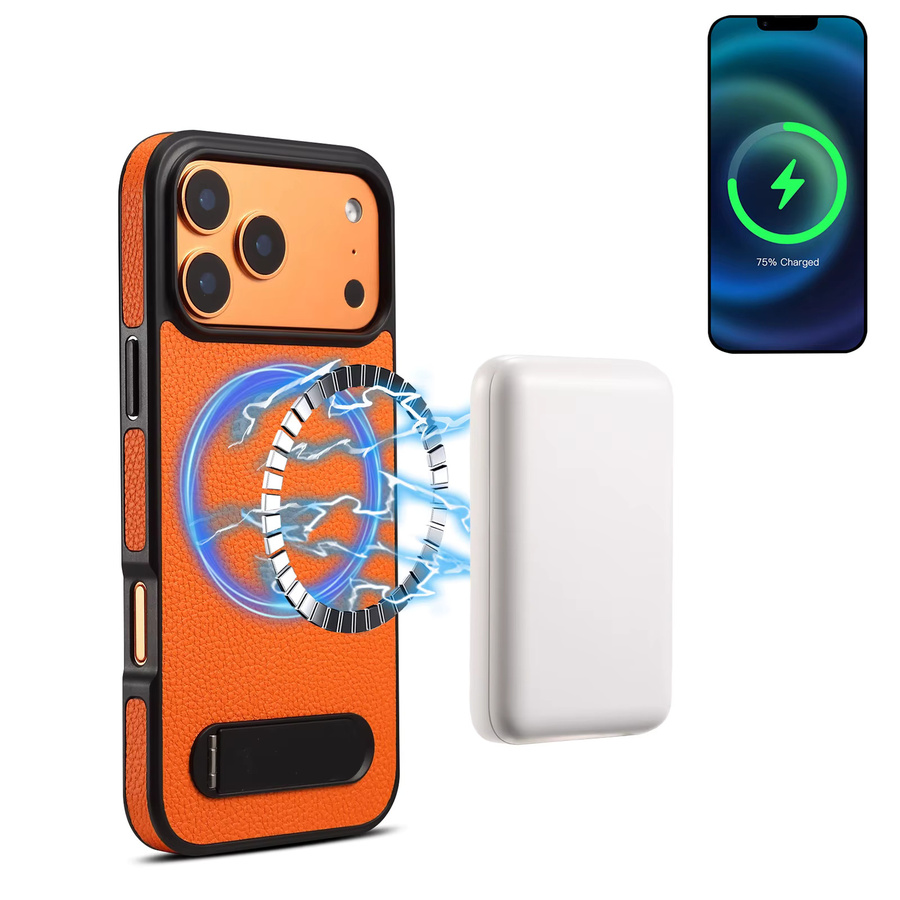 Denior Magnetische Handyhülle mit Lychee-Muster aus PU-Leder für iPhone 17 16 15 14 13 Pro Max Plus, Kabelloses Laden unterstützt - Bild 2