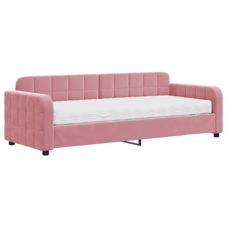 vidaXL Tagesbett mit Matratze in Rosa aus Samt, B/T/H: 80 x 200 cm - Bild 2