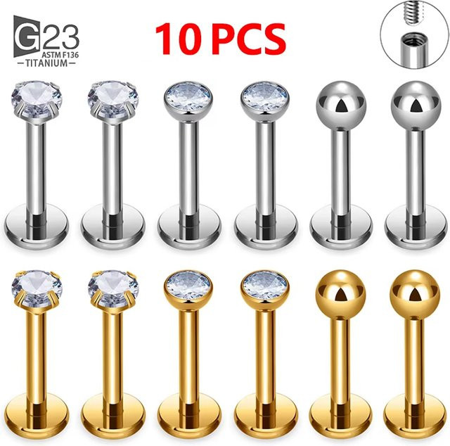 UHERA Labret Ohrstecker, Titan, Zirkonia, Unisex - Bild 1