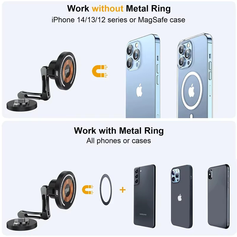 Macsfae Magnetische Kabellose Auto-Ladestation und Handyhalterung in Schwarz für iPhone 15 14 13 12 - Bild 6