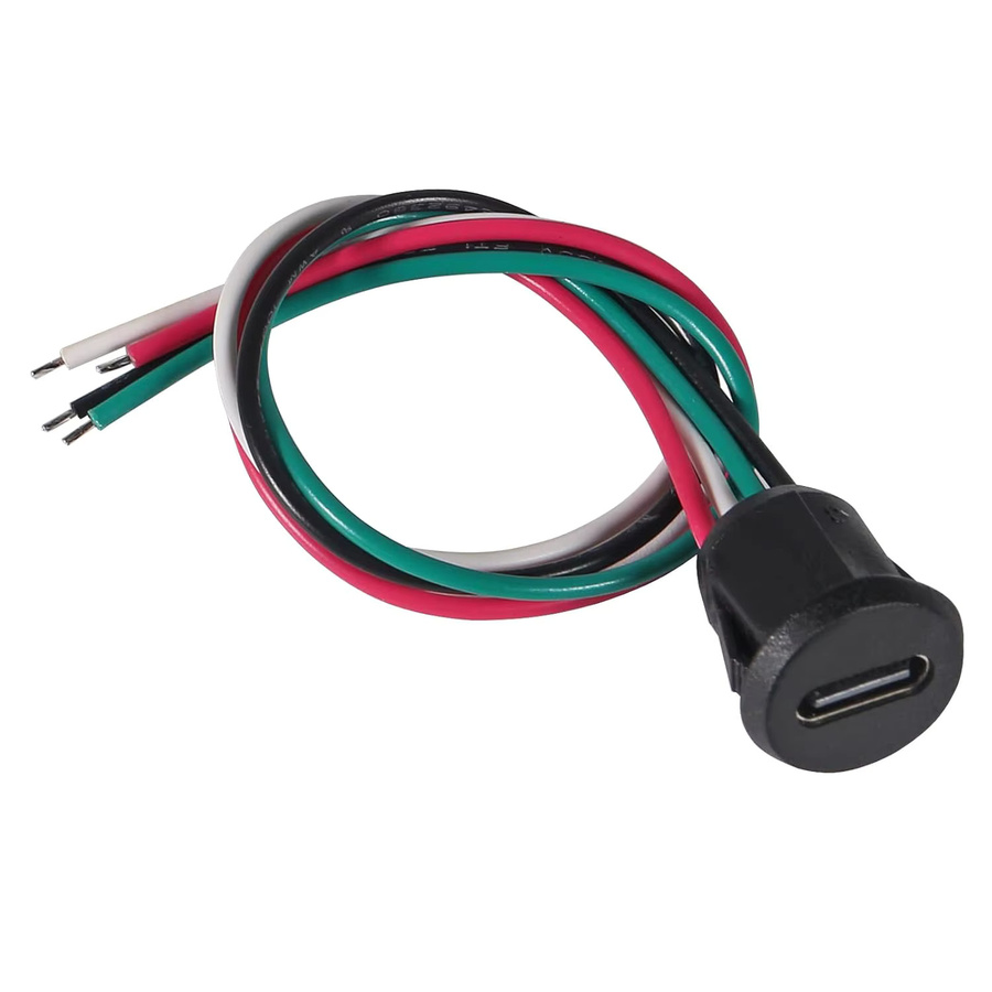AOKIN 8er Set USB-C Weibliche Chassis 4-Pin Wasserdichte USB-C Ladebuchsen in Schwarz ohne Terminal für Direkt-Crimp-Verbindung - Bild 3