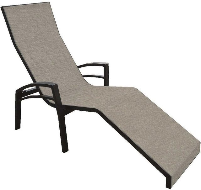 Stern Relaxliege Balance 2 aus Aluminium in Schwarz Matt mit grauem Textil-Leinenbezug - Bild 1