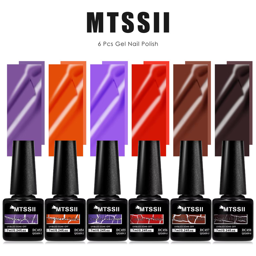 Mtssii Crackle Gel Nagellack Set, Glänzend, 6 Stück - Bild 2
