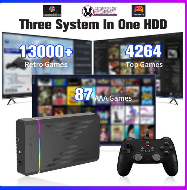 JMachen Retro Gaming HDD mit 17000+ Spielen und 39 Emulatoren für Windows, Retrobat, Playnite und Launchbox, Schwarz - Bild 1