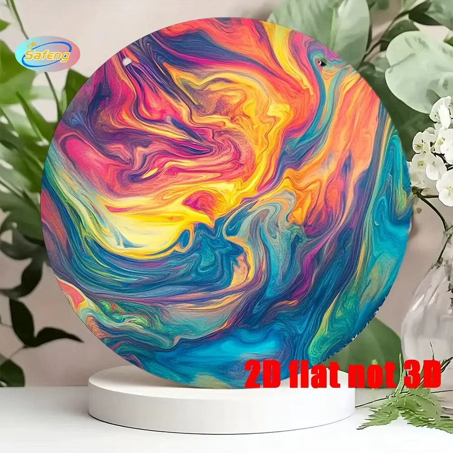 Potdemiel Runde Wanddekorplatte aus Metall mit abstraktem geometrischem Muster in Multicolour, Durchmesser: 20,3 cm - Bild 2