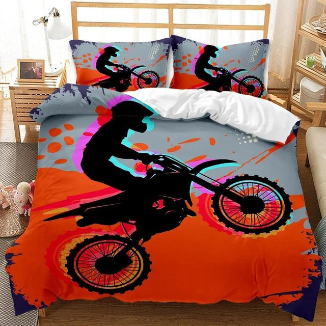 Motocross Bettwäscheset Binchi Outdoor Product mit Motiv Extremsport und Dirtbike, Mehrfarbig, B/H: 135 x 200 cm - Bild 1