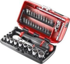 Facom Werkzeugset 1/4 Zoll mit 38 Teilen, Antriebselemente und Bits Serie 1 in Rot - Bild 1