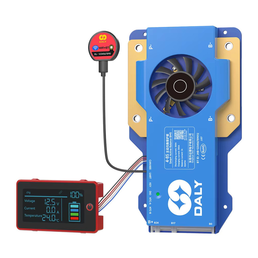 Daly Smart Aktives BMS für LiFePo4 Lithium-Batterien mit LCD, RS485, UART, Bluetooth und WIFI in Blau - Bild 1