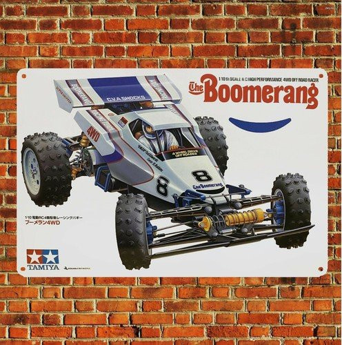 Tamiya Vintage RC-Auto Metallposter The Boomerang Buggy Boxart, Blechschild in Multicolor, Breite: 20,0 cm, Höhe: 14,0 cm - Bild 1