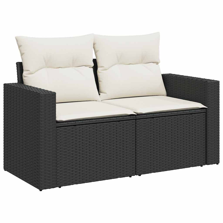 Vidaxl Garten-Sitzgruppe aus Polyrattan mit 7 Plätzen und Kissen, Schwarz - Bild 3