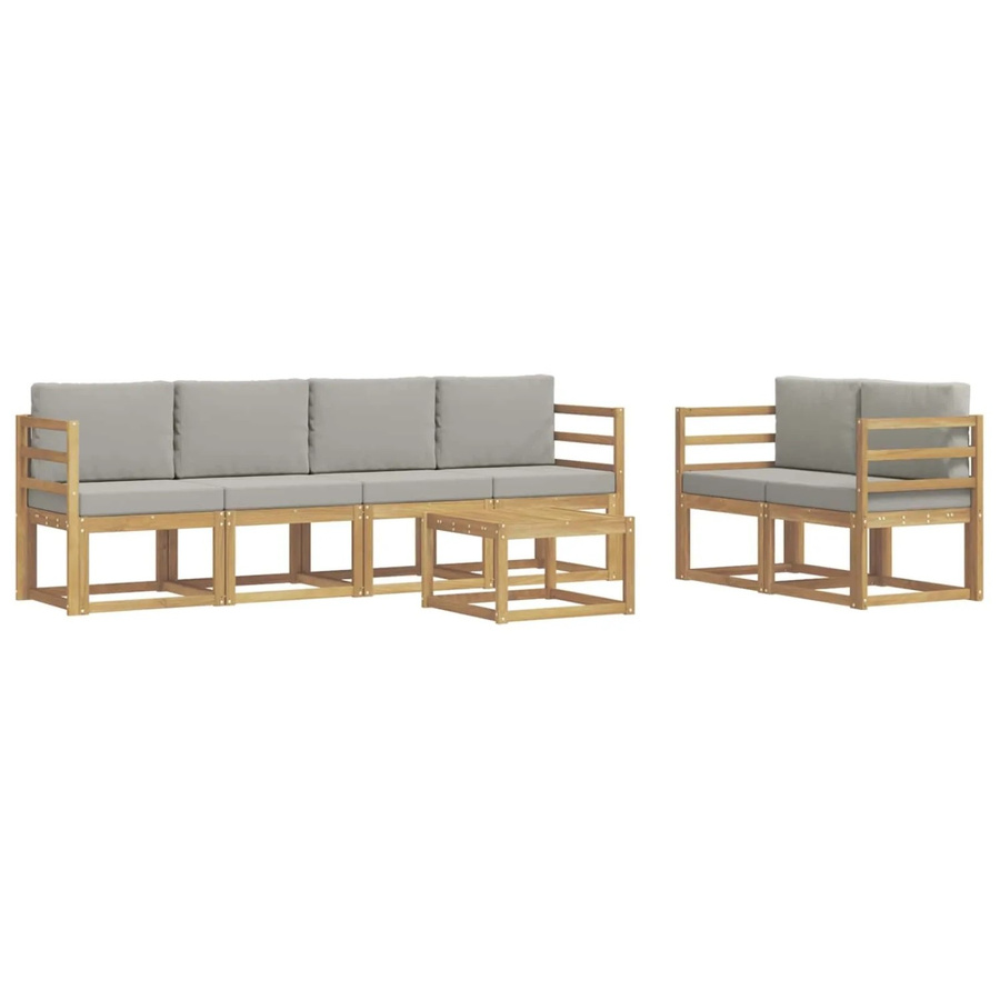 vidaXL Outdoor-Sofagarnitur 7-teilig aus Massivholz Akazie in Weiß und Grau mit Polstern, B/T/H: 59 x 59 x 37 cm - Bild 2