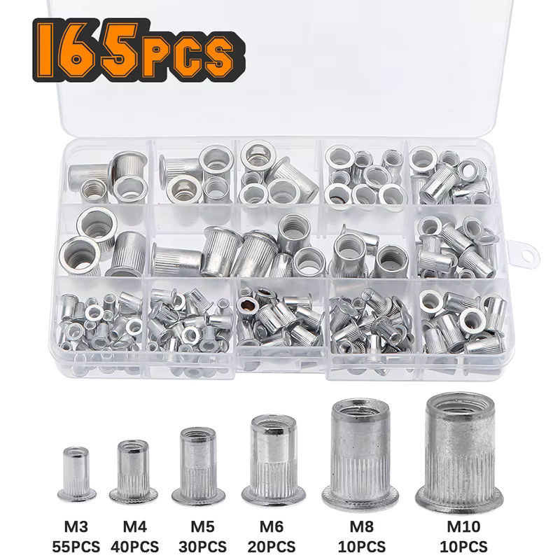 JERBOR Aluminium Flachkopf-Nietmuttern Set mit Kappe in Silber - Bild 2