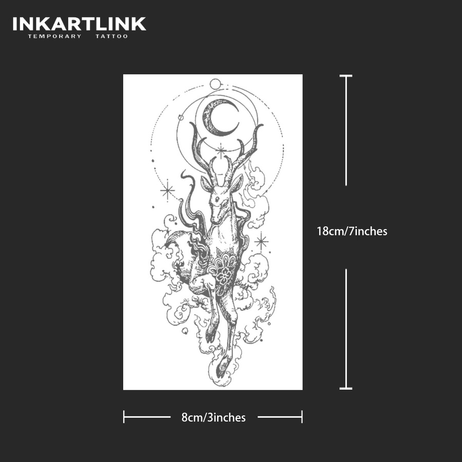 INKARTLINK Temporärer Hirsch-Tattoo-Aufkleber, wasserfest, semi-permanent - Bild 2
