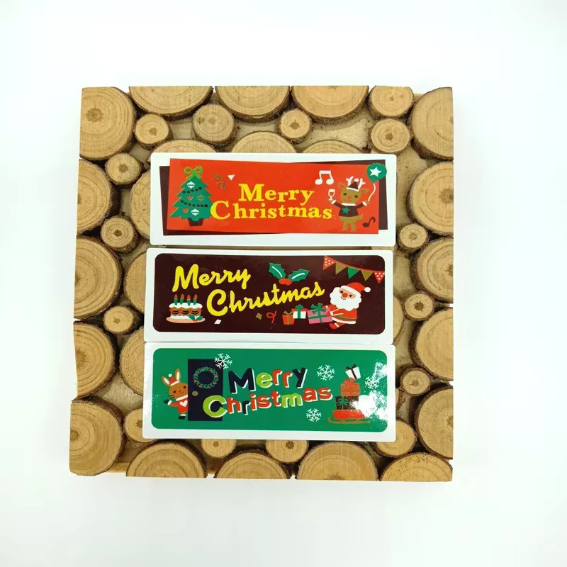 100 Stück Weihnachts Aufkleber mit Schneemann und Elch Motiven für Kuchenverpackungen und DIY Geschenke, Mehrfarbig - Bild 3
