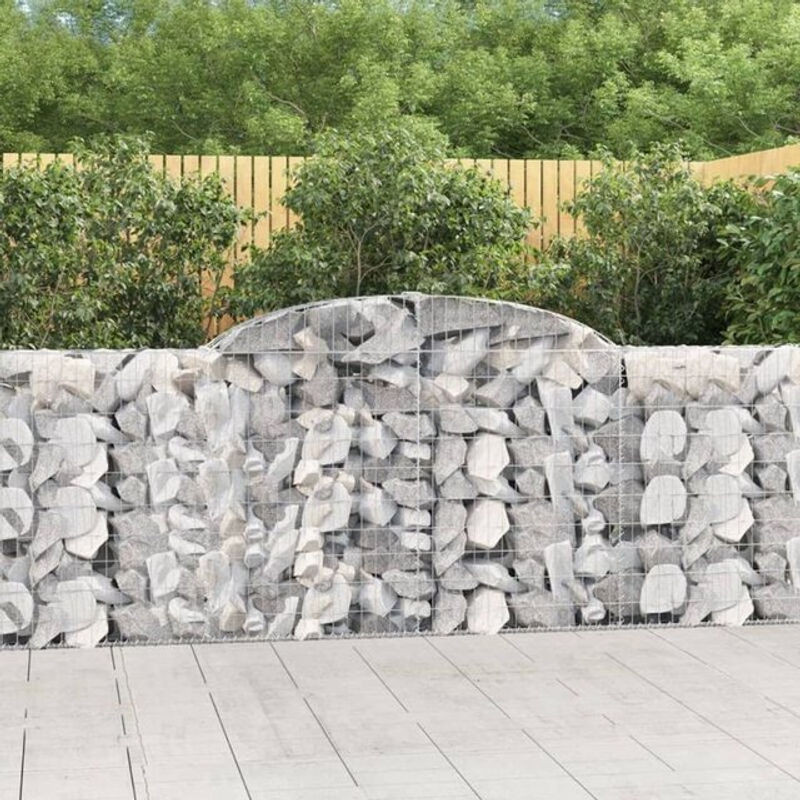 Vidaxl Gabionen mit Hochbogen Set aus verzinktem Eisen in Silber und Grau, 20 Stück, B/H: 300 x 30 x 100/120 cm - Bild 1