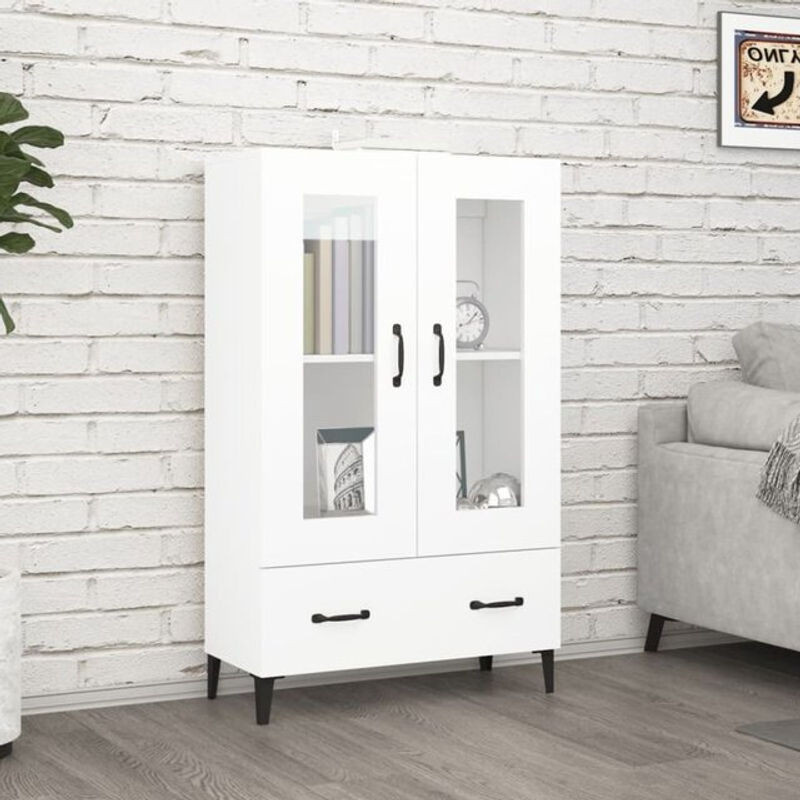 Modernes Highboard Vidaxl in Weiß aus Holzwerkstoff und Glas, B/T/H: 70 x 31 x 115 cm - Bild 1