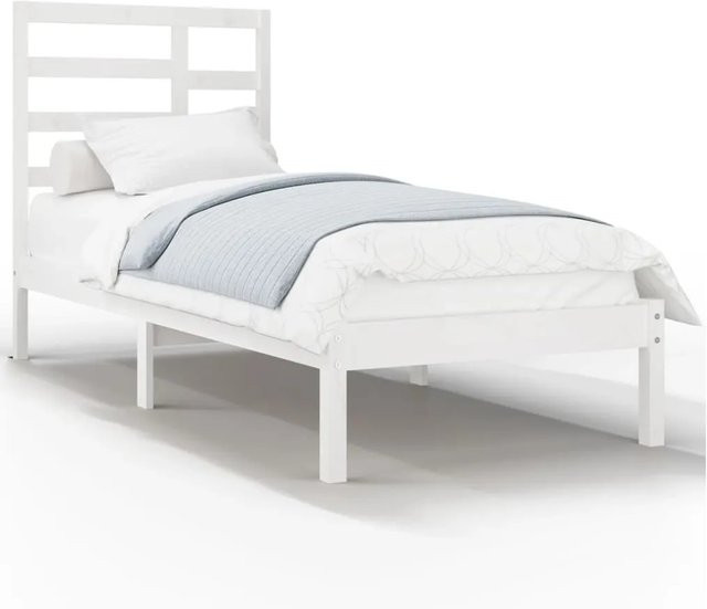 vidaXL Massivholzbett aus Kiefernholz in Weiß, modernes Singlebett für Kinder, B/T/H: 90 x 190 x 96 cm - Bild 1