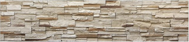 MySpotti Küchenrückwand Profix Cucina Rustical Bricks in Stein Hell Beige mit Aluminium-Optik B: 270 cm, H: 60 cm - Bild 1