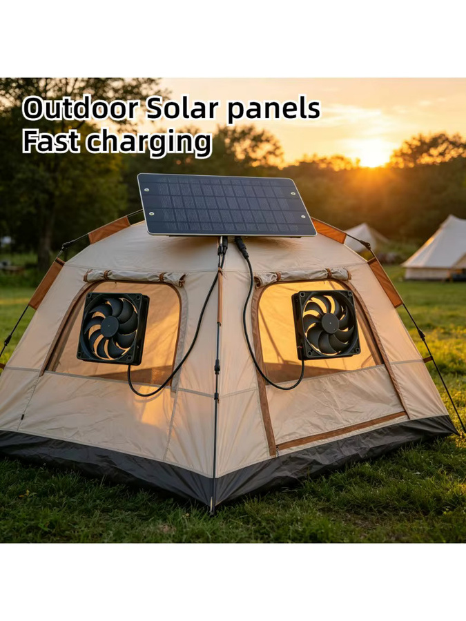 EESBAO Solarpanel Belüftungs- und Kühlsystem mit Doppel-Abluftventilator in Schwarz für Gewächshaus, Gartenhaus oder Wohnmobil - Bild 7