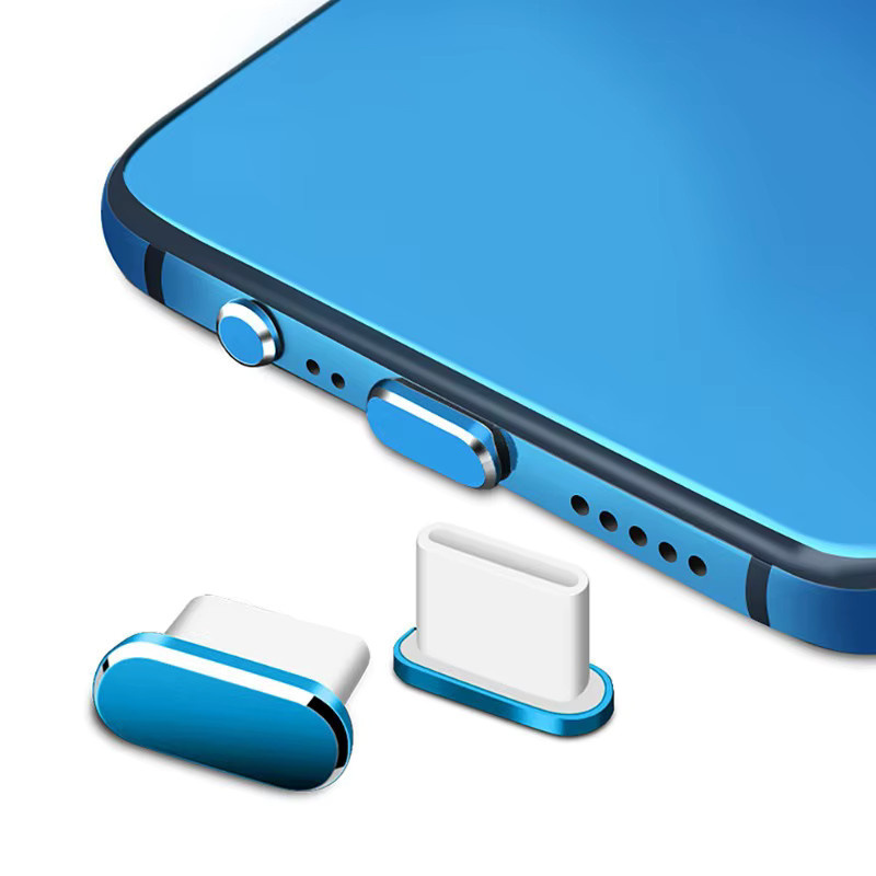 Metall Staubschutzstecker für iPhone 16 Pro Max und iPhone 15 Pro Max sowie USB-C Typ C Ladeport Schutz Kappe in Silber - Bild 3