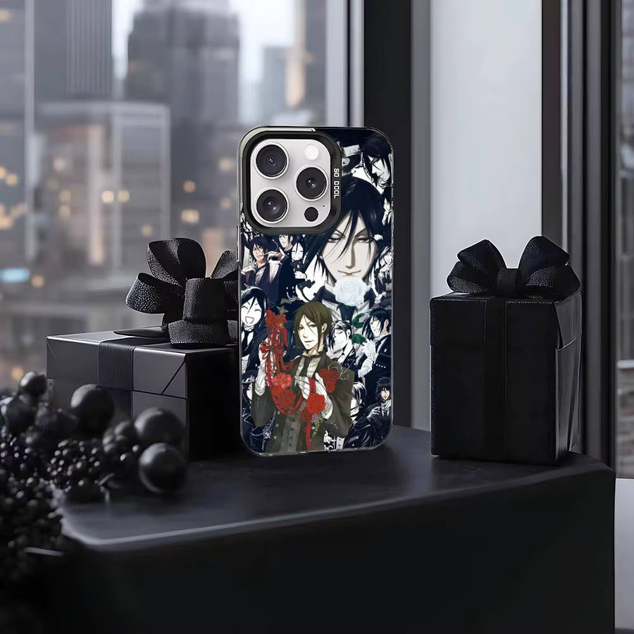 Mesuca Handyhülle Black Butler Sebastian Michaelis für iPhone 11 bis 17 Pro Max Plus, Stoßfest, Silber und Mehrfarbig - Bild 4
