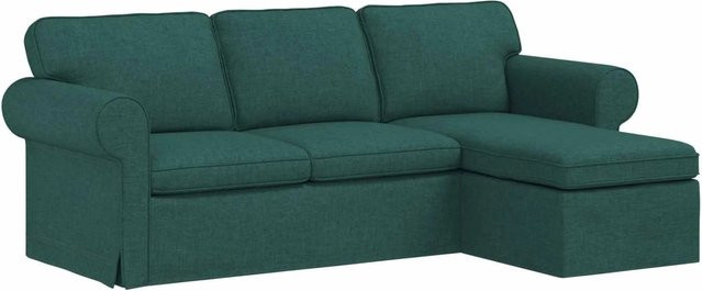 vidaXL Ecksofa in Dunkelgrün mit Stoffbezug und Metallrahmen, B/T/H: 215 x 138 x 80 cm - Bild 1