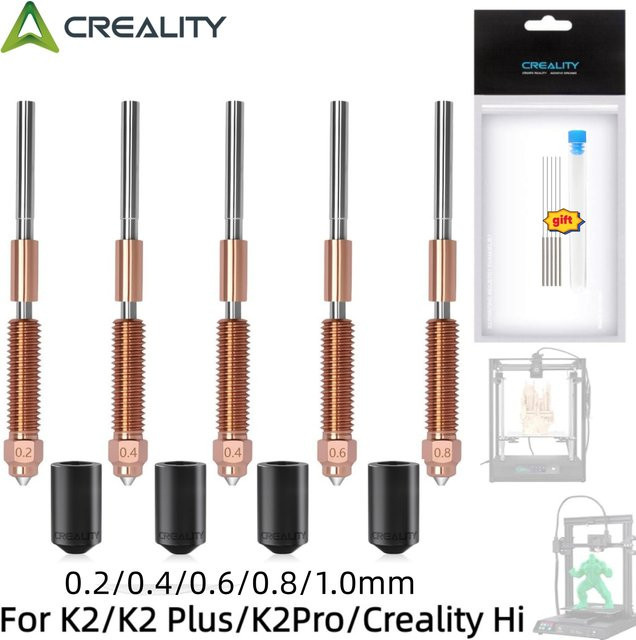 Creality K2 Plus Schnellwechsel-Düsenset für FDM 3D-Drucker mit Durchmessern 0,2 mm, 0,4 mm, 0,6 mm, 0,8 mm und 1,0 mm - Bild 1