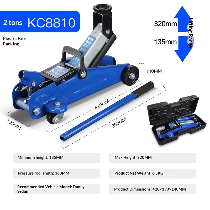 Hydraulischer Wagenheber in Blau, tragbares Auto-Rettungswerkzeug mit niedrigem Profil für schnelles Heben und Notfallwechsel - Bild 4
