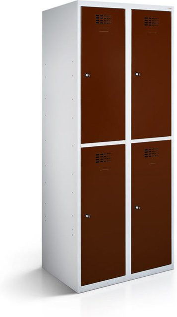 rotstahl Garderobenspind mit 4 Türen in Braun und lichtgrauem Korpus, B/T/H: 60 x 50 x 180 cm - Bild 1