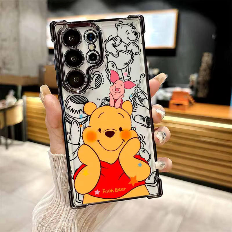 Niedrige Handyhülle mit P-Pooh Bär und Piglet für Samsung S26 S25 Edge S24 S23 S22 S21 S20 Ultra Plus aus Silikon in Multicolour - Bild 1