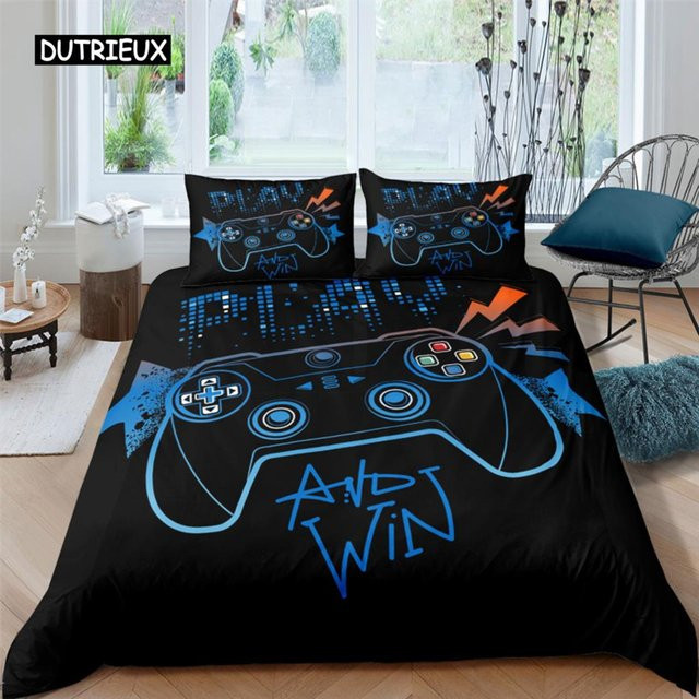 3-teiliges Gamer-Bettwäscheset aus Polyester für Kinder und Jugendliche, Farbe Schwarz, B/H: 150 x 200 cm - Bild 1