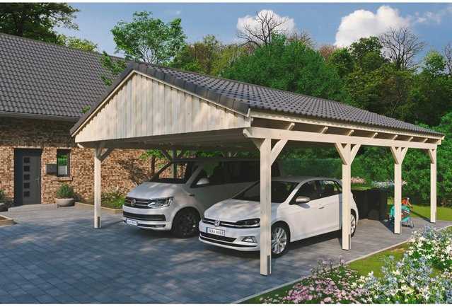 Skan Holz Carport Fichtelberg aus Fichte Leimholz in Beige B/T: 618 x 808 cm, Höhe: 362 cm - Bild 1
