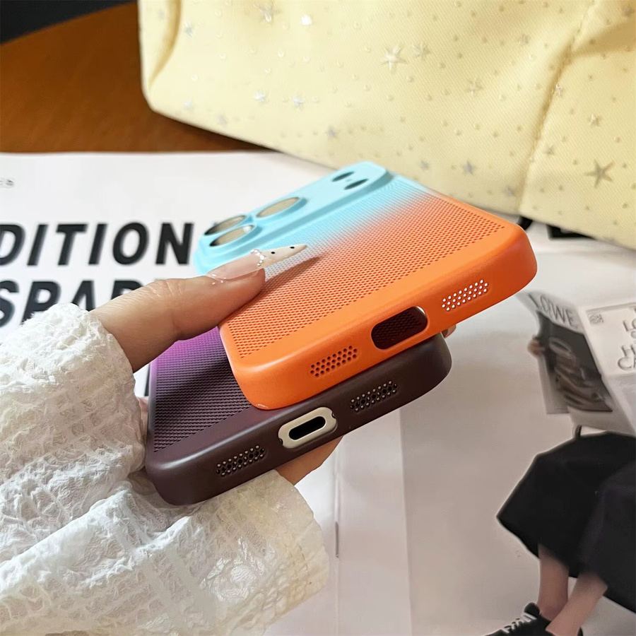 RPKKS Kühlende Mesh-Handyhülle mit Farbverlauf für iPhone 17 Air 16 15 14 13 12 Pro Max Plus aus hartem PC in Multicolour - Bild 2