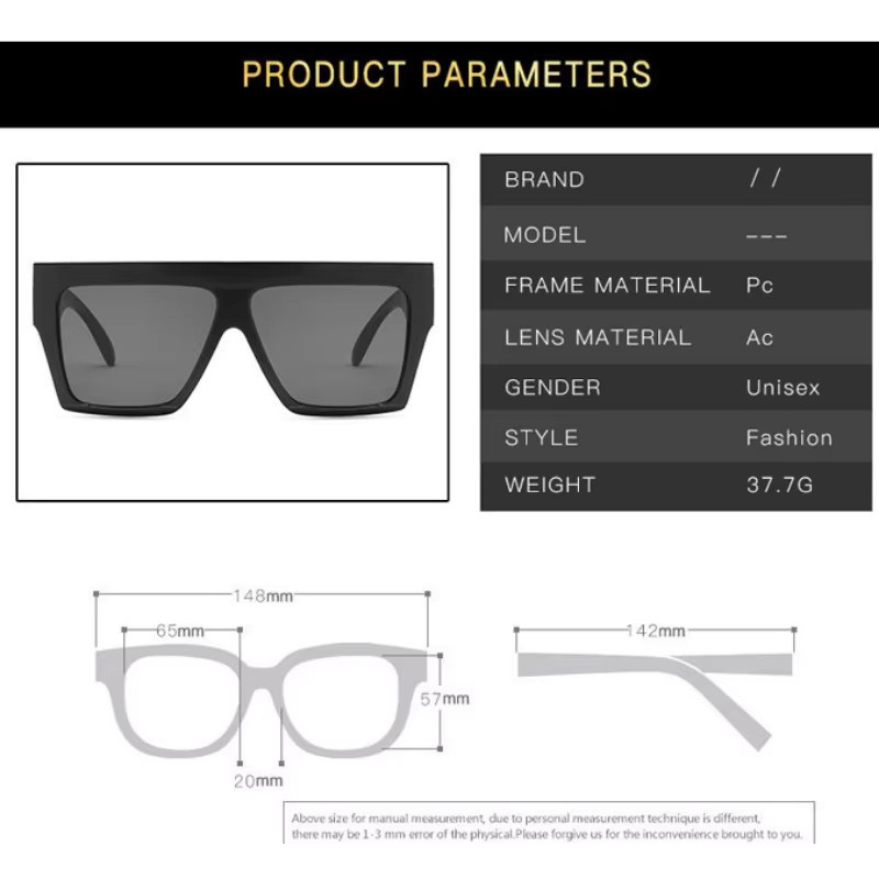 Samjune Sonnenbrille, Übergroß, Square, Vollrand, Kunststoff, Schwarz, Damen - Bild 5