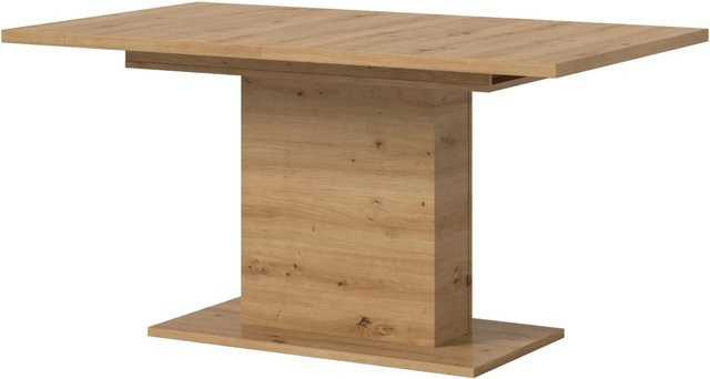 Home-X Esstisch aus Eiche, ausziehbar, rechteckig, braun - Bild 1