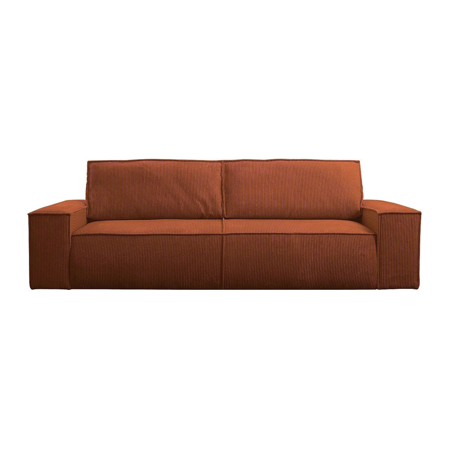 Vente-unique Schlafsofa Amelia in Terracotta mit Cord-Bezug, Breite: 257 cm - Bild 2