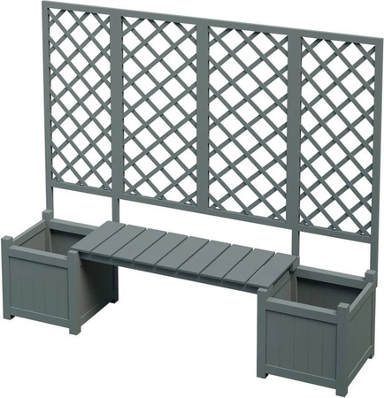 PXloue Pflanzkübel mit Spalier und Sitz aus Massivholz Tanne in Grau, B/T/H: 42 x 42 x 170 cm