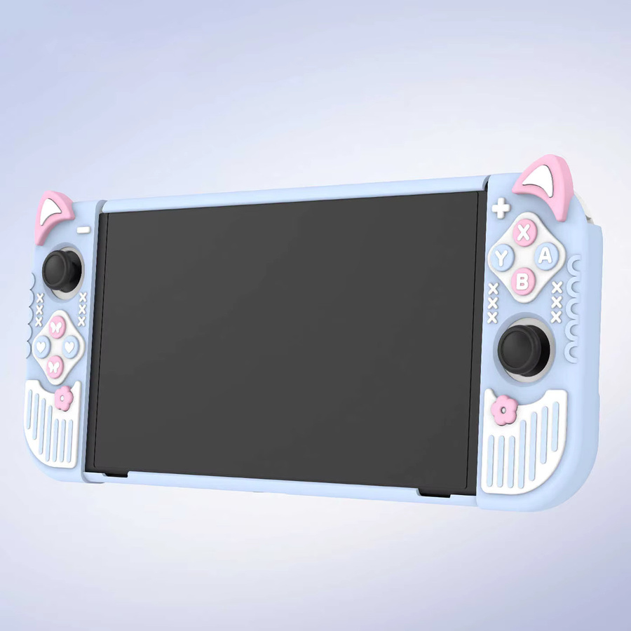 Kawaii Silikon-Schutzhülle mit Katzenohren für deine Nintendo Switch OLED und Joy-Con Controller - Bild 2