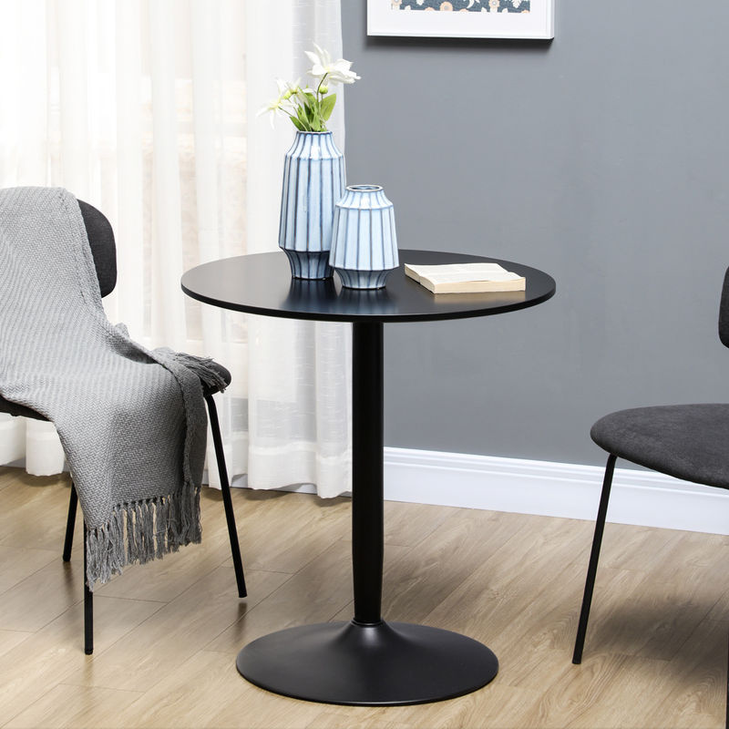 HOMCOM Runder Esstisch für 2 Personen in Schwarz, Moderner Küchentisch mit Stahlbein, Durchmesser: 70 cm, Höhe: 75 cm - Bild 2