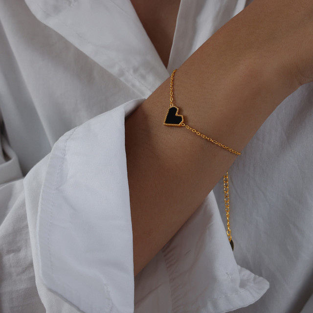 LUXUKISSKIDS Armband, schwarzes Herzanhänger, Gold, Damen - Bild 1