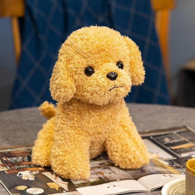 Niedliche Simulation lockiges Haar Teddy Hund Puppe Plüschtier, braun - Bild 1